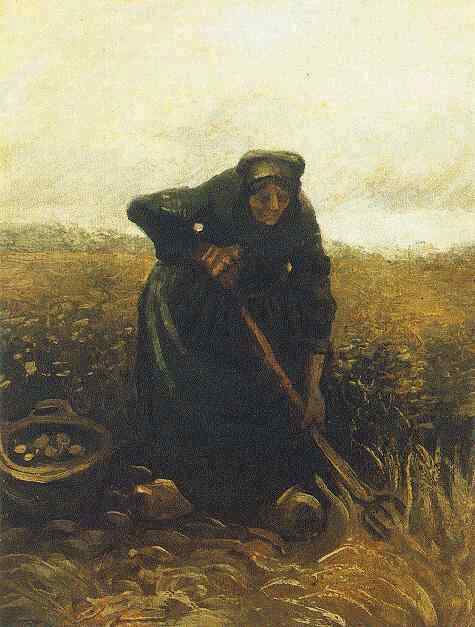 Картина Ван Гога Женщина собирающая картофель 1885